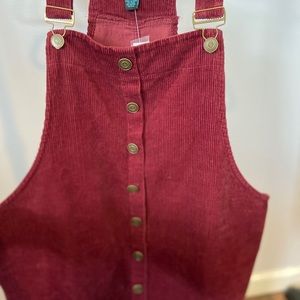 Maroon Corduroy Overall Dress